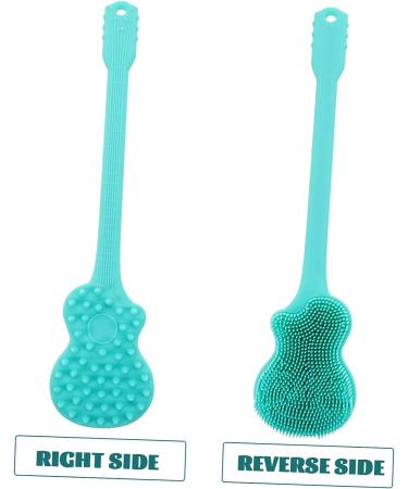 Healeved Guitar Bath Brush Set - Green Handle Silica Gel Back Scrub for Baby Bath - 2pcs 36X8CM - Buy Online on GoSupps.com