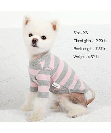 Lucky Petter Large Dog Cotton Rugby Striped T-Shirt in Pink/Gray - Soft & Breathable Pet Clothes - Buy Online on GoSupps.com