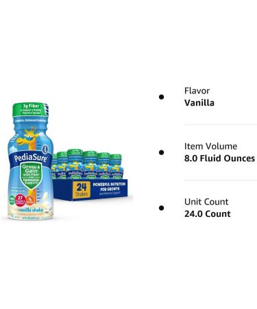 PediaSure Grow & Gain Kids Protein Shake 3g Fiber Immune Support DHA Omega-3 Non-GMO Chocolate & Vanilla 8 Fl Oz (Pack of 24) - Buy Online on GoSupps.com