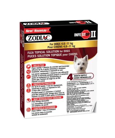 Zodiac Infestop II Flea Topical Solution for Dogs 4.6kg - 11kg - 4 Tubes