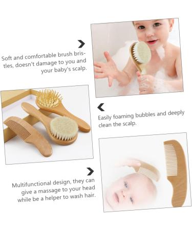 FOMIYES 3pcs Bath Brush Set for Kids | Baby Grooming Kit with Shower Pouf Brush and Comb - Buy Online on GoSupps.com