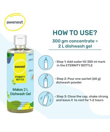 awenest No-Toxin Plant Based Powder-to-Liquid Dishwash | Makes 2 Liter Gel | No Paraben SLES Formalin | Natural Organic Biodegradable Eco-Friendly Herbal | Tough On Grease Leaves No Residue - Buy Online on GoSupps.com