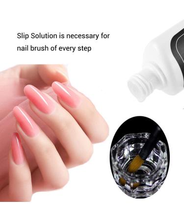Suzo Slip Solution 45ml for Polygel Nail Extensions with Brush and Crystal Cup - Anti-Stick Nail Liquid for Poly Gel Builder DIY - Buy Online on GoSupps.com