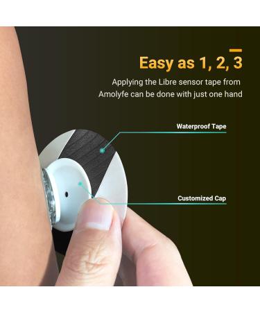 Amolyfe Dexcom G7 Adhesive Patches 25-Pack - Waterproof CGM Libre 1/2 and Dexcom G7 Sensor Covers - Long-Lasting and Breathable Protection for 10-14 Days - Reusable Bump-Proof Cap - (Blk) - Buy Online on GoSupps.com