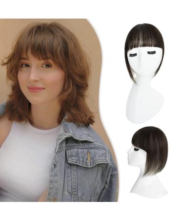 Yamel Bangs Hair Clip in Hair Extensions 3D Wispy Bang Flat Fringe with Temples Clip in Bangs Real Human Hair Pieces for Women Dark Brown