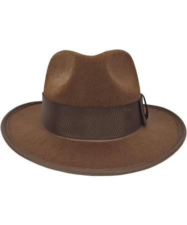 Nicky Bigs Novelties Mens Adventurer Explorer Fedora Hat - Brown, One Size - Buy Online on GoSupps.com