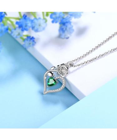 Cute Cat Necklace with Sparkling Zirconia Crystal Birthstone Pendant Necklace for Girls Womens White Gold Over 925 Sterling Silver Animal Necklace Birthstone Jewelry Sweet Present Girlfriend Sisters E May - Emerald - Buy Online on GoSupps.com