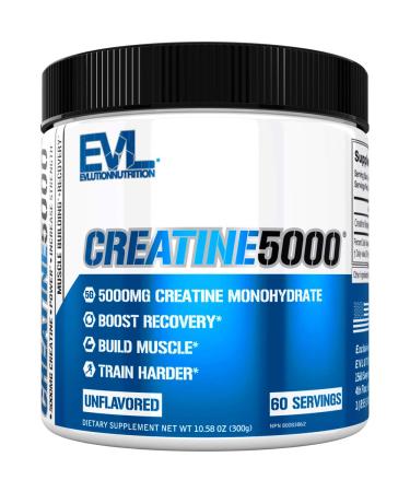 Evlution Nutrition Creatine5000 5 Grams of Pure Creatine Monohydrate in Each Serving Unflavored Powder (60 Servings) 60 Servings (Pack of 1)