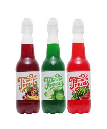 Time for Treats 3-Pack Tropical Punch, Watermelon, Lime Flavored Syrups VKP1107, 16-Ounce