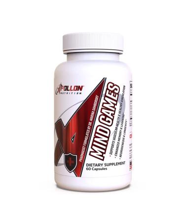 Apollon Nutrition Mind Games | Premium Brain Nootropic & Blood Flow Optimizer Green Tea CellFlo6 Alpha GPC Sabroxy Caffeine Free | 60 Capsules