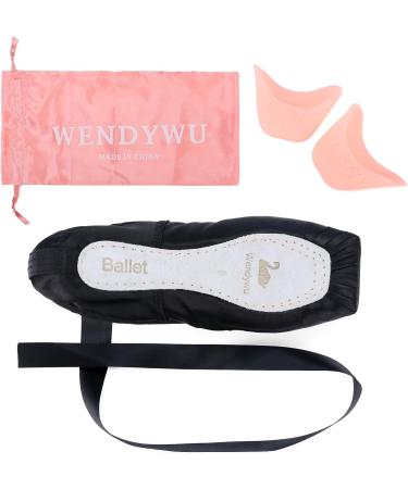 WENDYWU Professional Ballet Pointe Shoes for Kids Girls and Ladies - Pink PU Soled Dance Shoes with Toe Pads, Size 7 Black - Buy Online on GoSupps.com