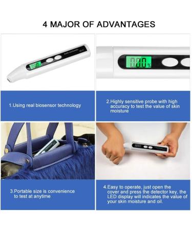 Digital Face Skin Tester Tests Moisture and Fat 0 99.9% Skin Analyzer Monitor Skin Moisture Oil Tester Skin Analyzer with LCD Digital - Buy Online on GoSupps.com