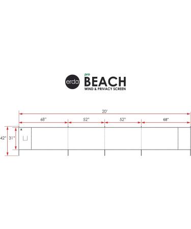 Erda Tides Stripe Pro Beach Windscreen Privacy Screen - 20ft Rip-Stop Polyester, Lightweight & Eco-Friendly, Wind Blocker with Matching Shoulder Bag - Buy Online on GoSupps.com