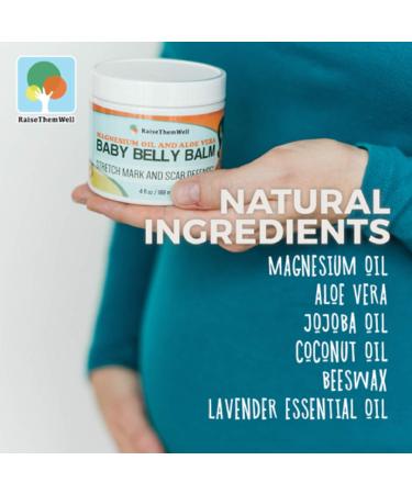 Natural Belly Balm for Pregnancy | Magnesium Oil Aloe Vera Jojoba Lavender & Beeswax | 4 fl oz - Soothing & Nourishing - Buy Online on GoSupps.com