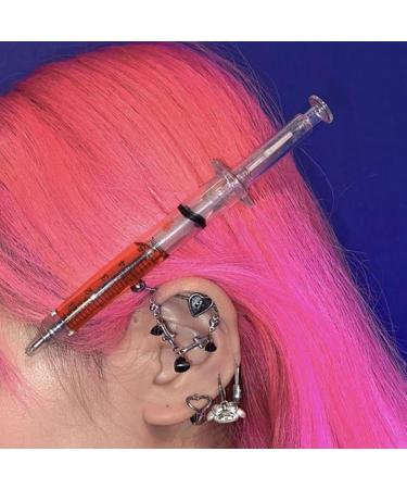 hgnxa Harajuku Punk Syringe Bangs Side Clip Hair Clip Women Funny Hip Hop Cool Geometric Hairpin Hair Accessory Jewelry Red - Buy Online on GoSupps.com