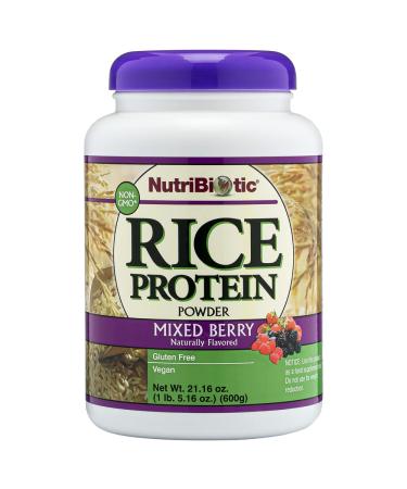 NutriBiotic  Mixed Berry Rice Protein, 1 Lb 5 Oz (600g) | Low Carb, Keto-Friendly, Vegan, Raw Protein Powder | Grown & Processed Without Chemicals, GMOs or Gluten | Easy to Digest & Nutrient-Rich