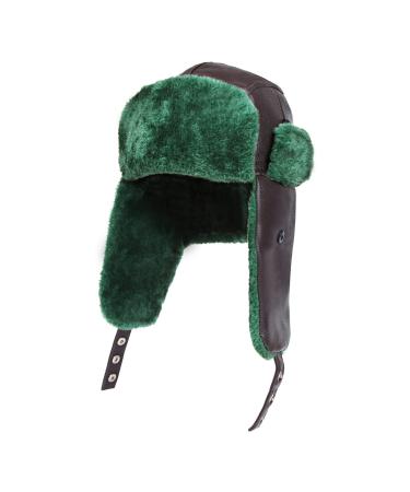 Eddie Winter Trapper Hat from National Lampoons Christmas Vacation for Halloween Christmas Costume,Trapper Hat for Men Women with Green Faux Fur Brown