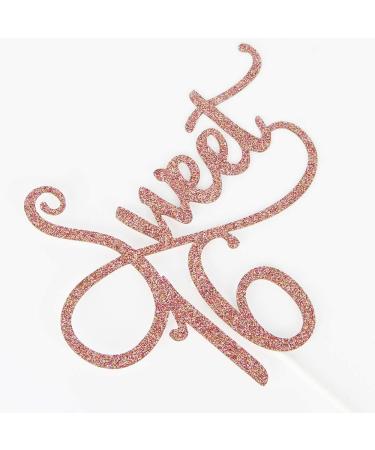Tenhaisi Glittery Rose Gold Sweet 16 Cake Topper Happy 16 Birthday Party Supplies Sweet 16 Wedding Anniversary Party Decorations Cheers to 16 Party Supplies - Buy Online on GoSupps.com