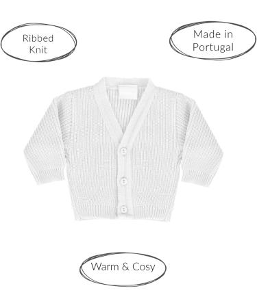 Premature Baby Knitted Cardigan | Ribbed Knitwear for Boys & Girls | Made in Portugal | White 5-8 lb - Buy Online on GoSupps.com