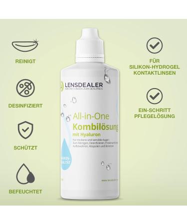 Buy Lensdeal Contact Lenses Fluid - Hyaluron All-in-One Solution 6 Bottles (360ml) & 6 Lens Containers for Soft Lenses - Buy Online on GoSupps.com
