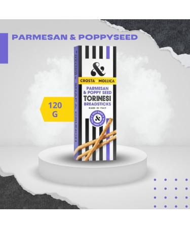 Crosta & Mollica Bread Sticks Pick N Mix - Choose From 4 Flavours | Classic-Torinesi Parmesan & Poppyseed Classic-Grissini Black Olive Grissini - Pack of 4 - Buy Online on GoSupps.com