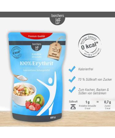 Buy 4x Borchers 100% Erythritol - Calorie-Free Sugar Alternative | 400g Pack | Best Price Online - Buy Online on GoSupps.com
