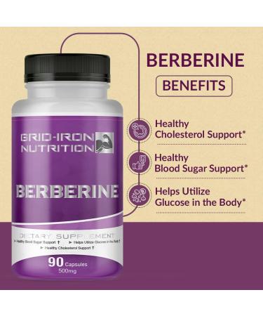 Grid-Iron Nutrition Berberine HCL 500mg - 90 Capsules with Chromium Cinnamon - (Pack of 1) | Premium Blood Sugar Support - Buy Online on GoSupps.com