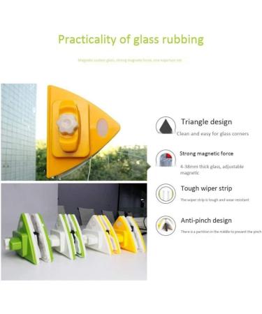 Double Sided Magnetic Window Cleaner Adjustable Magnetic/Cleaner Glass Wiper Magnetic with Anti-Fall Safety Rope Triangle Design 3 Specifications Manual Type  - Buy Online on GoSupps.com