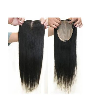 16X18CM Hand Tied Silk Base Human Hair Topper 6-20" European Virgin Hair Breathable Silk Top Lace Topper Clips In Straight Hair Piece for Women (Color : 20 inches Size : 16X18cm) 16X18cm 20 inches