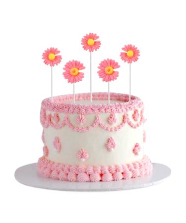 Keaziu 15PCS Daisy Cupcake Toppers Daisy Flower Cupcake Picks Flower Theme Spring Birthday Wedding Bridal Baby Shower Birthday Party Decoration Supplies Pink