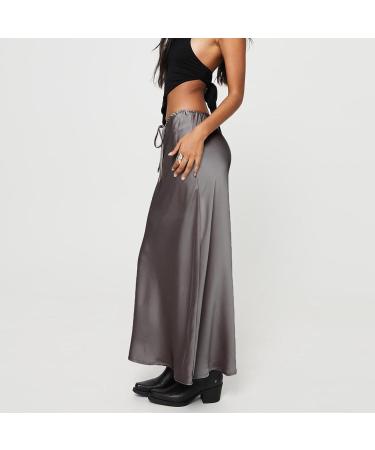 Shop Women's Winter Boho Skirt | Elastic High Waist A-Line Casual Skirt - Flowy Gray Design - Buy Online on GoSupps.com