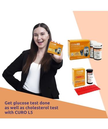 Home Cholesterol & Glucose Test Kit - 10 Total Cholesterol Test Strips & 50 Glucose Strips Included - Buy Online on GoSupps.com