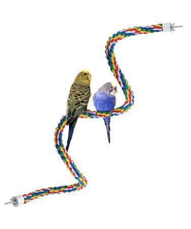 Bird Rope Perch for Parrots, Cockatiels, Parakeets, Budgie Cages Comfy Birds Colorful Rope Perches Toy 41inch metal nut