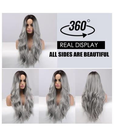 Long Gray Ombre Wig for Women | Synthetic Heat Resistant Cosplay Wavy Wig | Pelucas for Daily Party Use | 26 Inch - Buy Online on GoSupps.com
