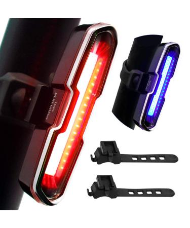 DON PEREGRINO B2 Bike Tail Light 110 Lumens High Brightness Red/Blue, Rear Bike Light USB-C Rechargeable with 5 Modes Bicycle Rear Light for Night Riding B2-Red/Blue