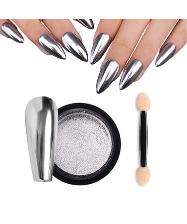 Chrome Nail Powder Aurora Powder for Nails Mirror Effect Nail Powder for DIY Nail Art Decoration Pigment Body Face Decoration Manicure Glitter (1pcs Mirror Silver)