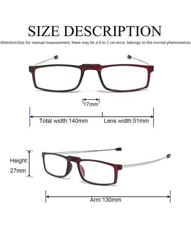 Shop Hubeye Foldable Reading Glasses - Blue Light Filter Hard Case 3.00 Diopters for Men & Women - Stylish Black/Red - Buy Online on GoSupps.com