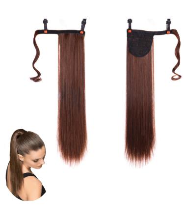 Traziewell Pony Tail Hair Piece Straight Hair Extension Long Straight Ponytail Extensions Wrap Around Pony Tail High Temperature Synthetic Hairpieces for Women Ladies 0606 FH000606 L