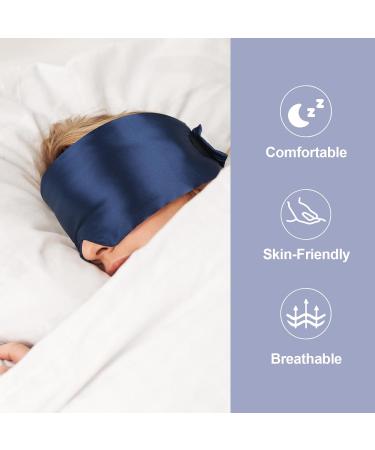 Luxury Mulberry Silk Sleep Mask - Adjustable Eye Cover for Men & Women | Soft Blackout Design | Perfect for Back & Side Sleepers | Marine Blue - Buy Online on GoSupps.com