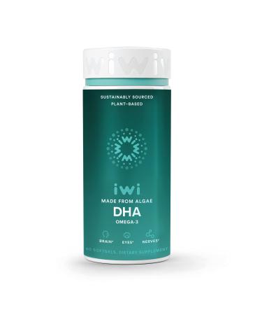 Iwi Life Omega-3 Algae Based DHA - 60 Softgels - 500 mg Vegan DHA - Heart Health & Immunity Supplements for Body, Eye & Brain Support - Gluten-Free & Non-GMO - 30-Day Supply