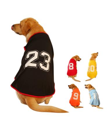 Dog shirt number printed summer basic vest puppy breathable t-shirt pet sleeving tank top clothing for large medium-sized small dogs (x-large black) X-Large black