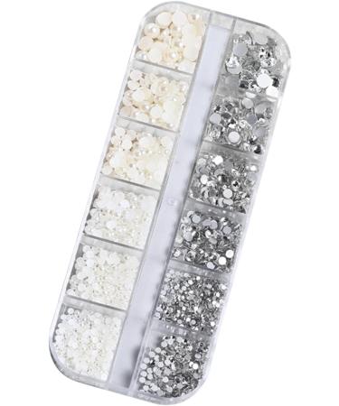 FEIlei 12 Grids Nail Charms Rhinestones Flat Back Diamond Nail Art Crafts Rhinestones - Buy Online on GoSupps.com