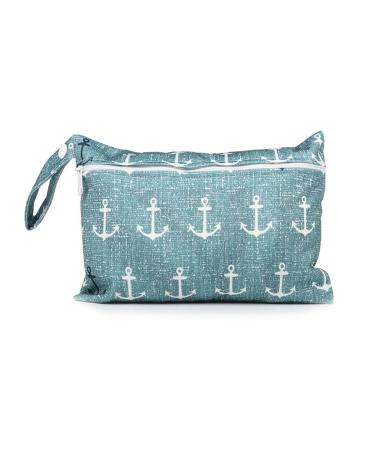 Qiantull Mini diaper bag with colorful animal pattern Waterproof Wetbag diaper bag 22 * 15cm small wet bag diaper pocket wet dry cloth organizer bags swimming beach green ship sketch