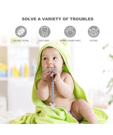 Dinosaur Teething Toy Set | Baby Teether Pain Relief + Pacifier Clip Holder | 3-12 Months | Freezer Safe | Neutral Shower Gift (Grey) - Buy Online on GoSupps.com