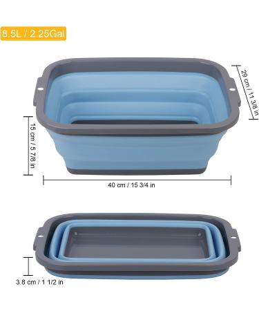 2 Pack Collapsible Sink 2.25 Gal, Foldable Dish Tub for Camping, Hiking & Home - Portable Washing Basin (Grey/Blue & Grey/Orange) - Buy Online on GoSupps.com