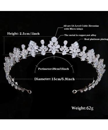 Jorsnovs Small Cubic Zirconia Crown for Women - Bridal Wedding Tiaras | CZ Queen Quinceanera & Birthday Party Hair Accessories - Silver - Buy Online on GoSupps.com