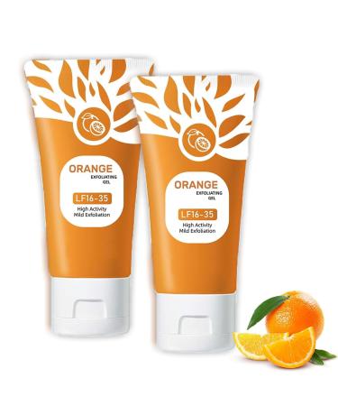 Orange Exfoliating Cleansing Gel Scrub for Face Body Deep Clean Pores Remove Blackheads Gentle Peeling Gel with Moisturizing Benefits for All Skin Types (2pc 100g) 2pc 1.69 Fl Oz (Pack of 1)