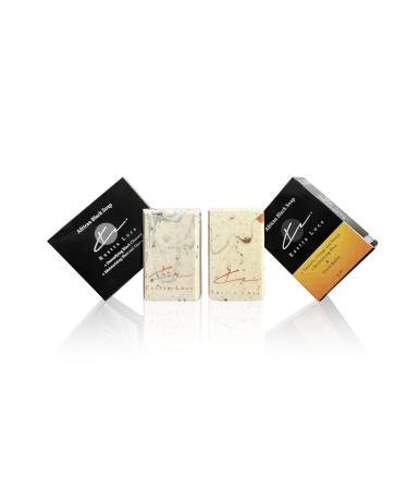 Rastta Locs African Black Soap with Charcoal plus African Black Soap with Turmeric Orange and Honey -Great for Acne Prone Skin Loaded with Olive Oil Shea and Coca Butter. 2 Bars 5 oz. Each