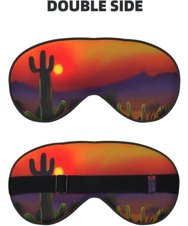 Shop Sunset Cactus Desert Print Sleep Eye Mask - Light Blocking & Adjustable for Deep Rest - Unisex Adult Design - Buy Online on GoSupps.com
