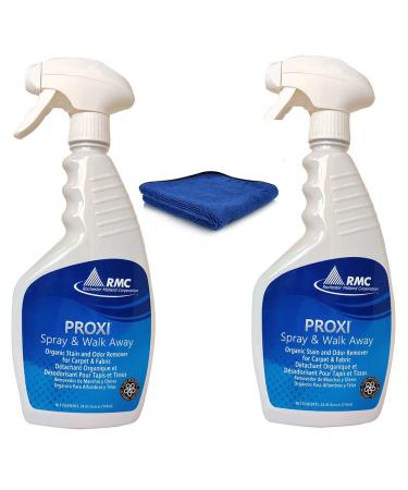 RMC Proxi Spray & Walk Away Spot Removal (2-pack) Stain Remover Deodorizer Carpet Cleaner and Upholstery + Large 16 x 16 Microfiber Cleaning Cloth - RCMPC11849315 - 24oz
